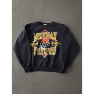 Vintage 90s University Of Michigan Wolverines Blue Crewneck Sweatshirt L